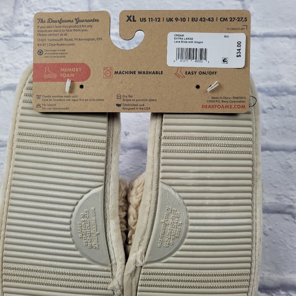 NWT "HO"ME Lane Holiday Faux Fur Dearfoams Cream Slide Slippers size XL (11-12) - Picture 6 of 15